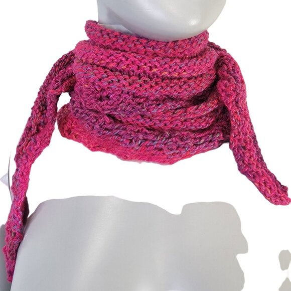 Colorful Pink Scarf Women Winter Accessories Cowl Wrap Crochet Knit Handmade New - Picture 5 of 9